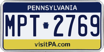 PA license plate MPT2769