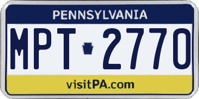 PA license plate MPT2770