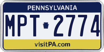 PA license plate MPT2774