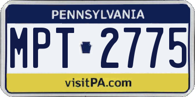 PA license plate MPT2775