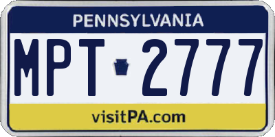 PA license plate MPT2777