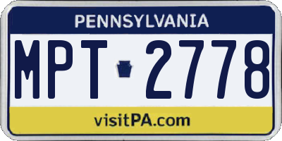 PA license plate MPT2778