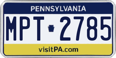 PA license plate MPT2785