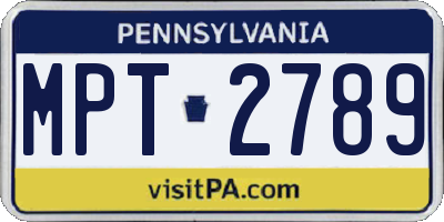 PA license plate MPT2789
