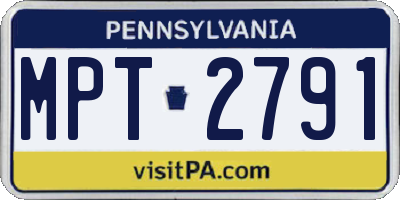 PA license plate MPT2791