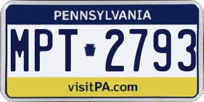 PA license plate MPT2793