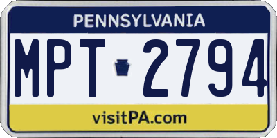 PA license plate MPT2794