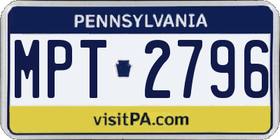 PA license plate MPT2796