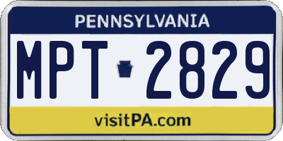 PA license plate MPT2829