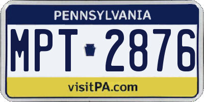 PA license plate MPT2876