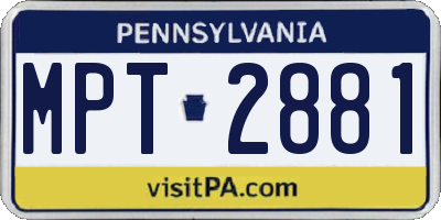 PA license plate MPT2881