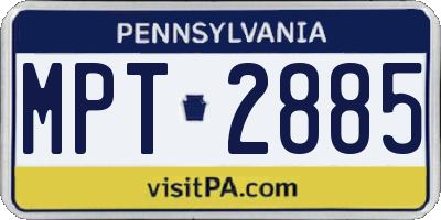 PA license plate MPT2885