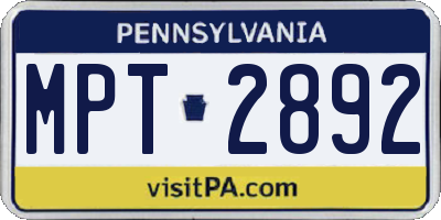PA license plate MPT2892
