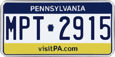 PA license plate MPT2915