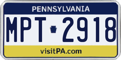 PA license plate MPT2918
