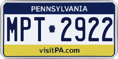 PA license plate MPT2922