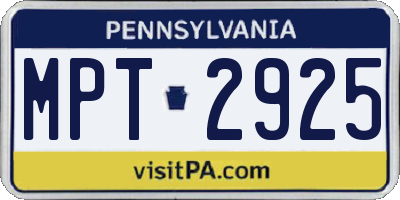 PA license plate MPT2925