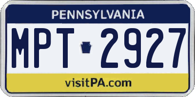 PA license plate MPT2927