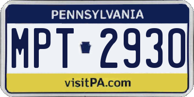 PA license plate MPT2930