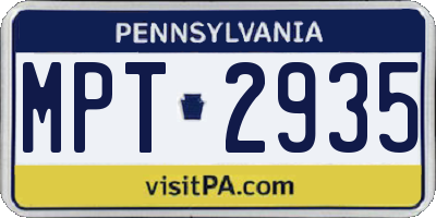 PA license plate MPT2935