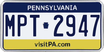 PA license plate MPT2947