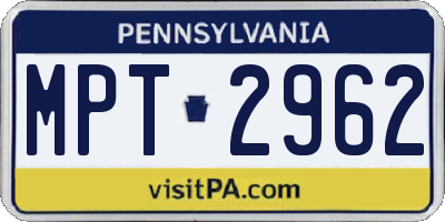 PA license plate MPT2962