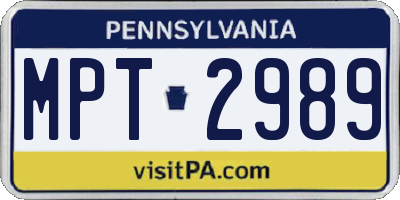 PA license plate MPT2989