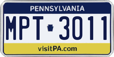 PA license plate MPT3011