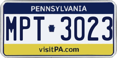 PA license plate MPT3023