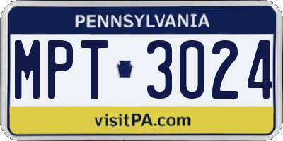 PA license plate MPT3024