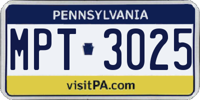 PA license plate MPT3025