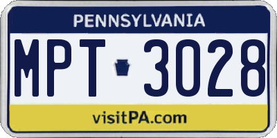 PA license plate MPT3028