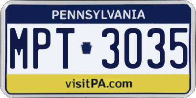 PA license plate MPT3035