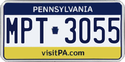 PA license plate MPT3055