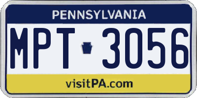 PA license plate MPT3056