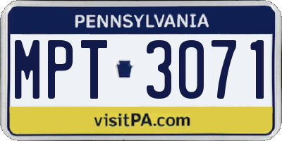 PA license plate MPT3071