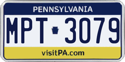 PA license plate MPT3079