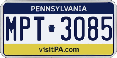 PA license plate MPT3085