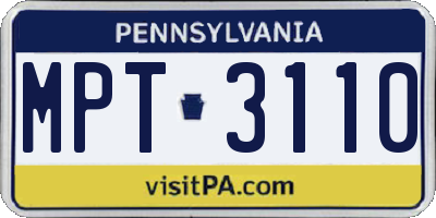 PA license plate MPT3110