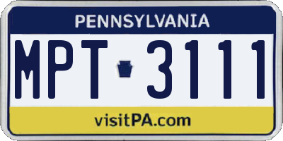 PA license plate MPT3111