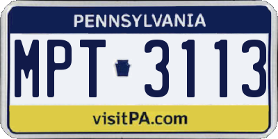 PA license plate MPT3113