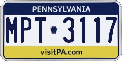 PA license plate MPT3117