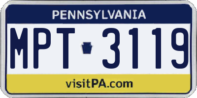 PA license plate MPT3119