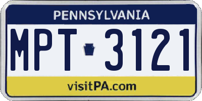 PA license plate MPT3121