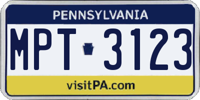 PA license plate MPT3123