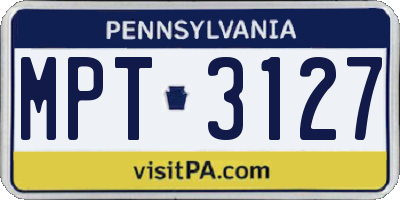 PA license plate MPT3127