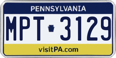 PA license plate MPT3129