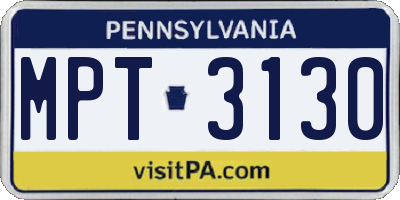 PA license plate MPT3130