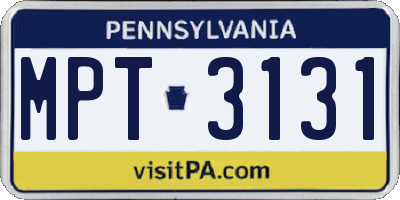 PA license plate MPT3131