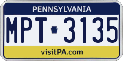 PA license plate MPT3135